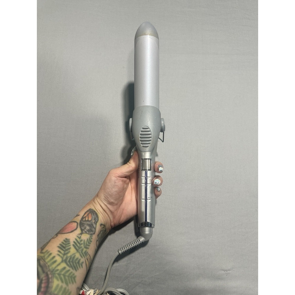 JOHN FRIEDA Curling Iron Ceramic Adjustable Heat Electric Silver‎ Large Barrel